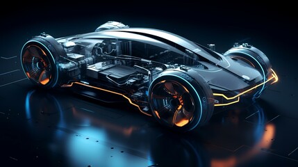Futuristic electric sports fast car chassis