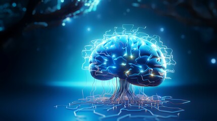 Generative AI abstract illustration of brain