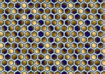 Image of artistic hexagonal pattern with several layers of texture.
