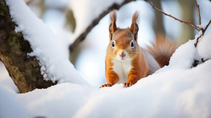 A squirrel in winter