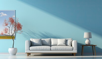Fototapeta na wymiar minimalistic interior with beautiful colors and shadows