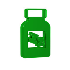 Green Sleeping pill icon isolated on transparent background.