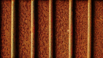 Rust corrosion cage.Old iron door slammer.Grunge rusted metal texture. Rusty corrosion and oxidized background.