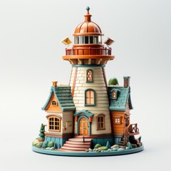 A small house with a lighthouse on top of it.