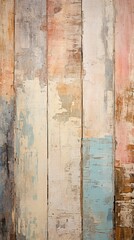 A wooden wall with peeling paint on it. Distressed wooden background.