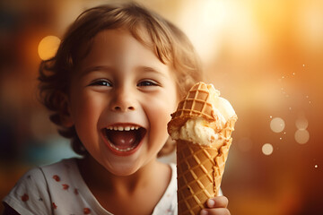 A Portrait of kid eating ice cream, Happiness, Premium Quality Image, Hd Wallpaper