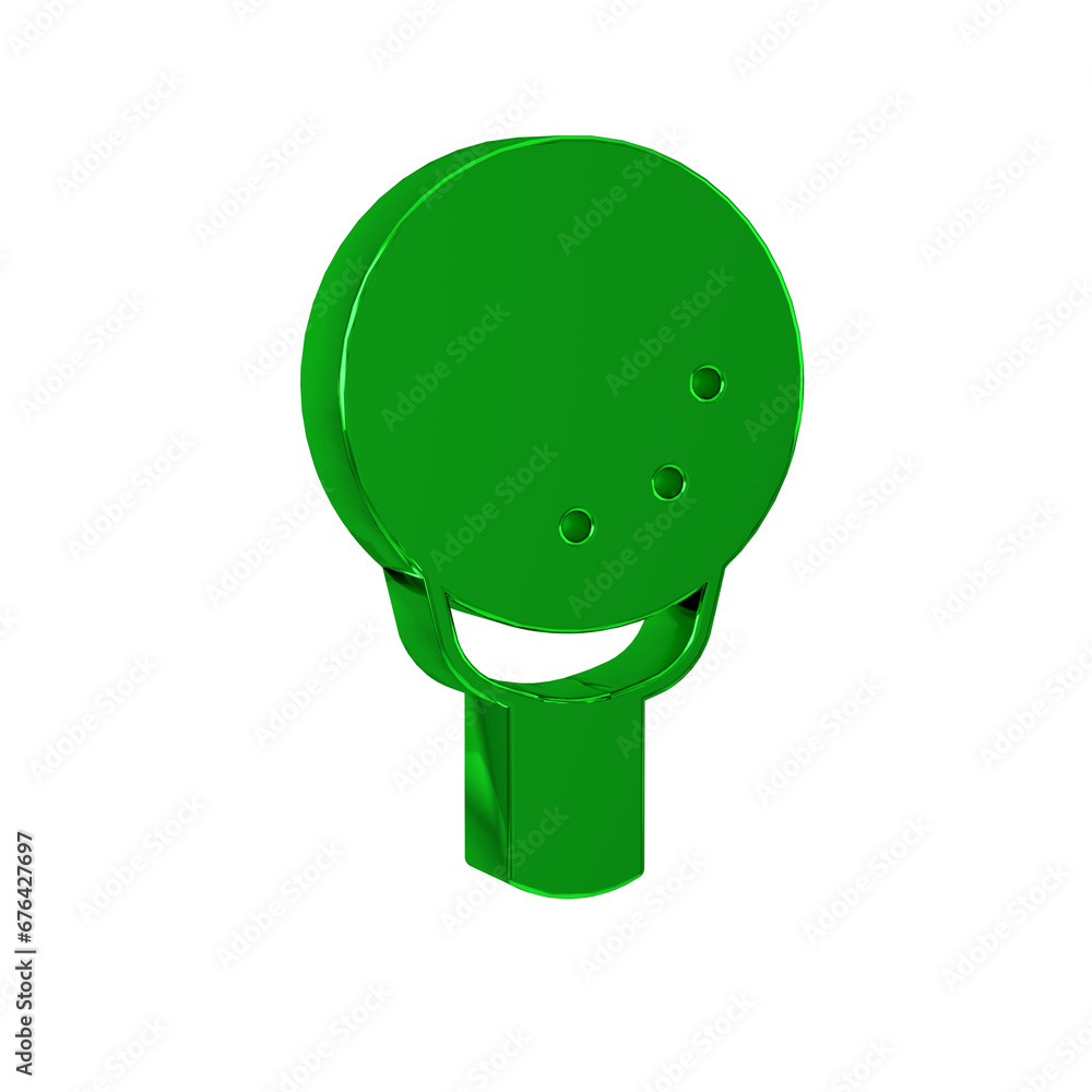 Poster Green Golf ball on tee icon isolated on transparent background.