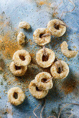 Turkish Bagel with sesame seeds or salty ring cookies.