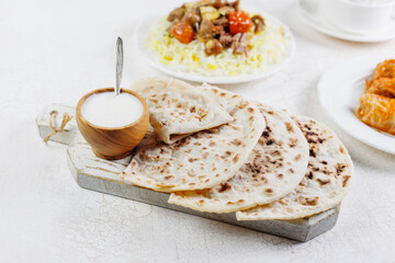 Traditional Azerbaijani stuffed flatbread - Qutab, Gutab