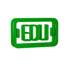 Green Online education and graduation icon isolated on transparent background. Online teacher on monitor. Webinar and video seminar learning.