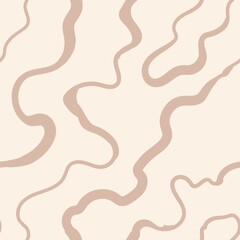 Wavy Seamless Trippy Pattern. Seamless pattern of colorful abstract squiggles print, scribble spiral and wavy lines. retro 80s style. Chaotic ink brush scribbles. Vector illustration.