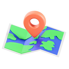 3D Camping Icon on Stylized Map with Location Pin