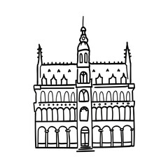 Obraz premium Hand drawn doodle outline icon of european building. 