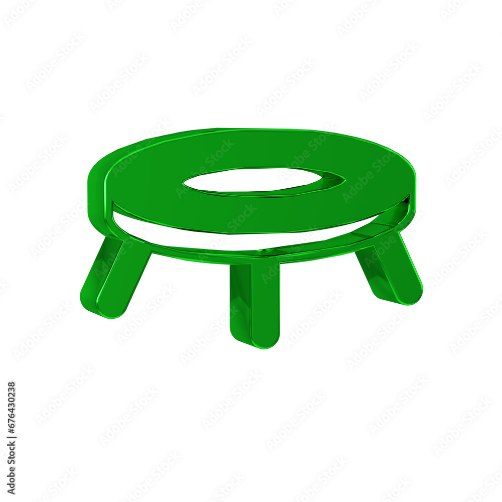 Sticker green jumping trampoline icon isolated on transparent background.