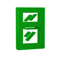 Green Window in room icon isolated on transparent background.