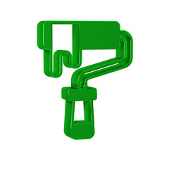 Green Paint roller brush icon isolated on transparent background.