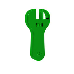 Green Adjustable wrench icon isolated on transparent background.