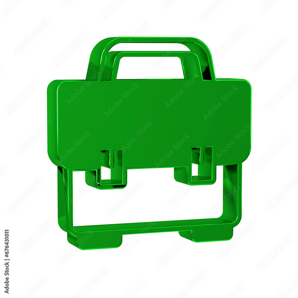 Poster green toolbox icon isolated on transparent background. tool box sign.