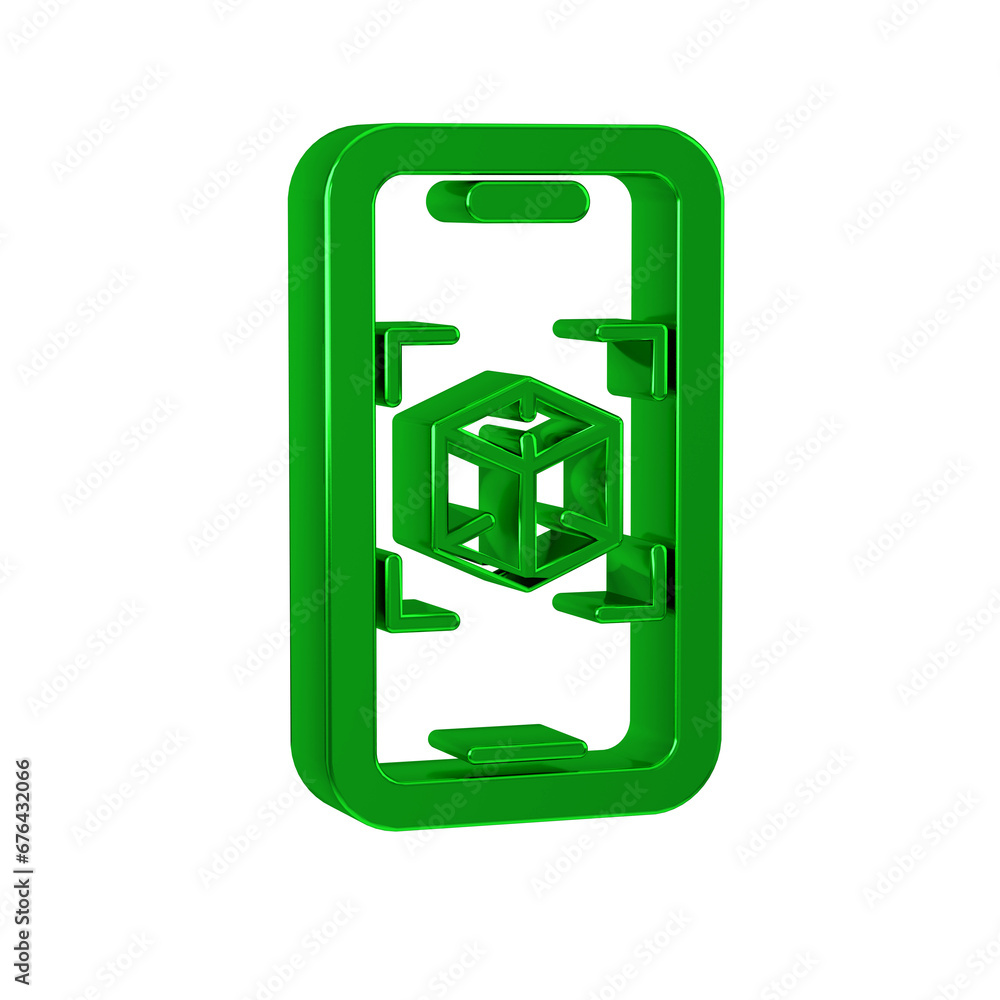 Poster green 3d modeling icon isolated on transparent background. augmented reality or virtual reality.