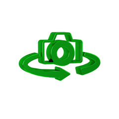 Green 360 degree view icon isolated on transparent background. Virtual reality. Angle 360 degree...