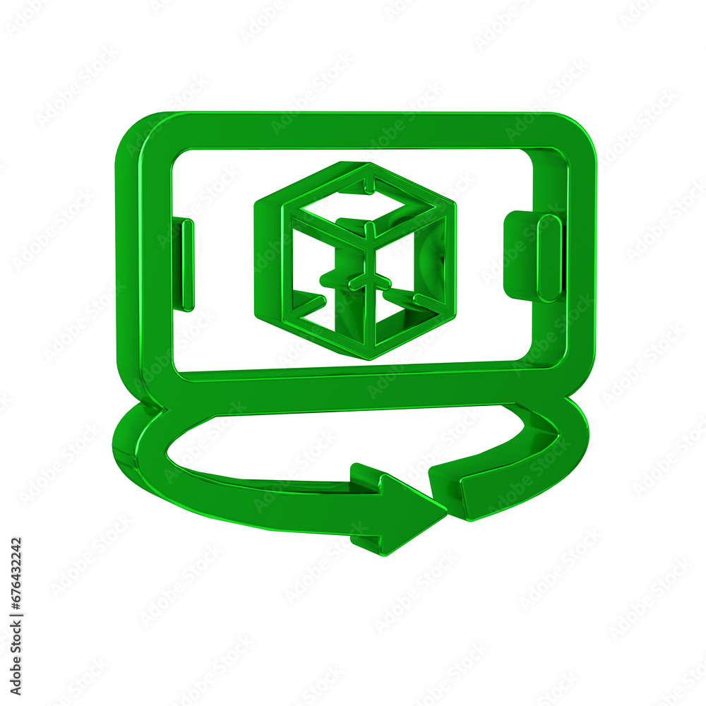 Poster green 3d modeling icon isolated on transparent background. augmented reality or virtual reality.