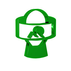 Green Virtual reality glasses icon isolated on transparent background. Stereoscopic 3d vr mask. Optical head mounted display.