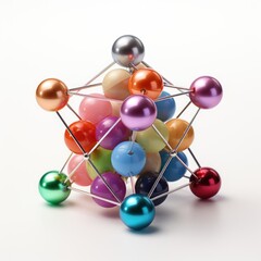 A group of balls and a wire structure. Realistic clipart on white background