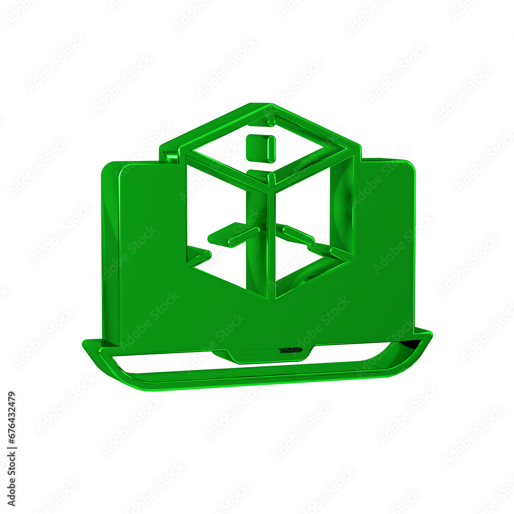Poster green 3d modeling icon isolated on transparent background. augmented reality or virtual reality.