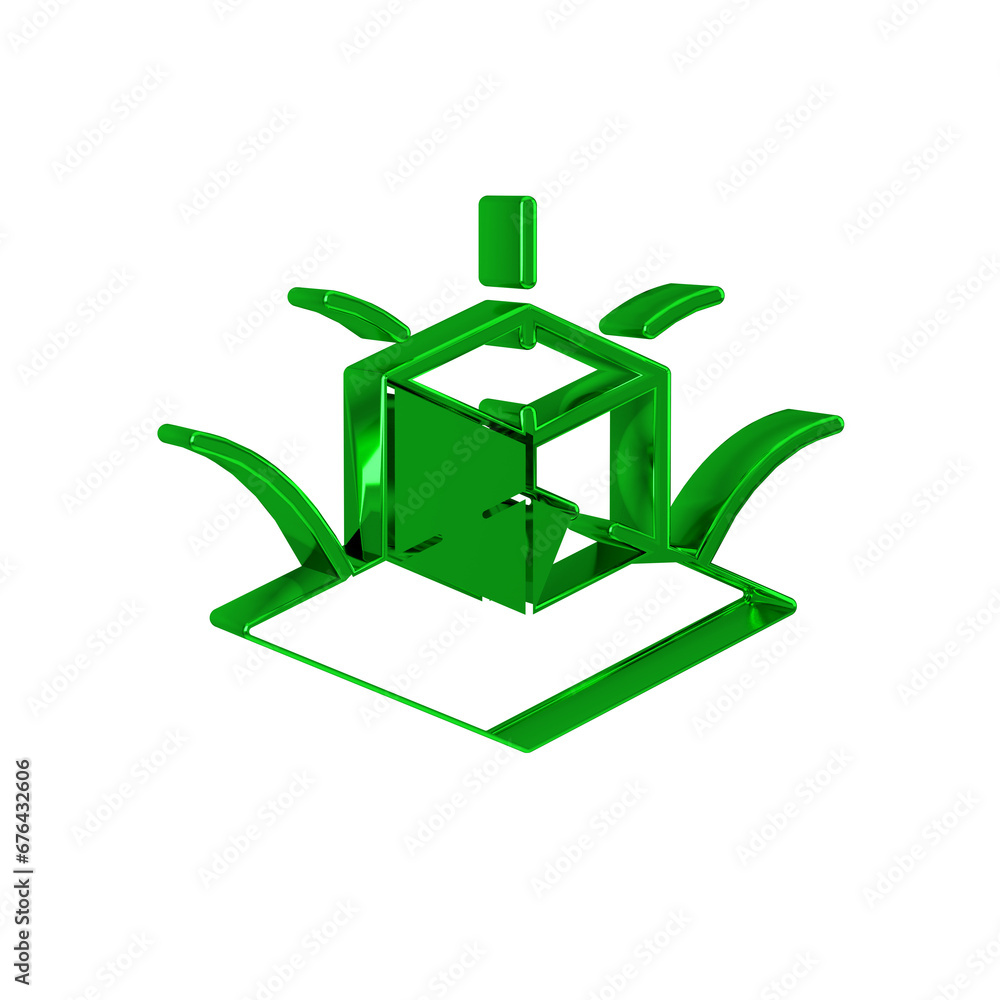 Aufkleber green 3d modeling icon isolated on transparent background. augmented reality or virtual reality.