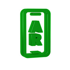 Green Augmented reality AR icon isolated on transparent background. Virtual futuristic wearable devices.