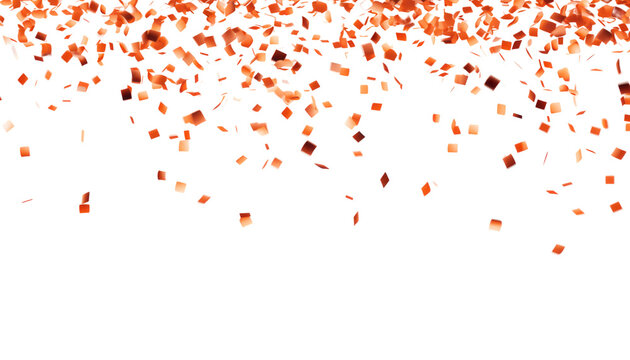 flying orange confetti isolated on transparent background cutout