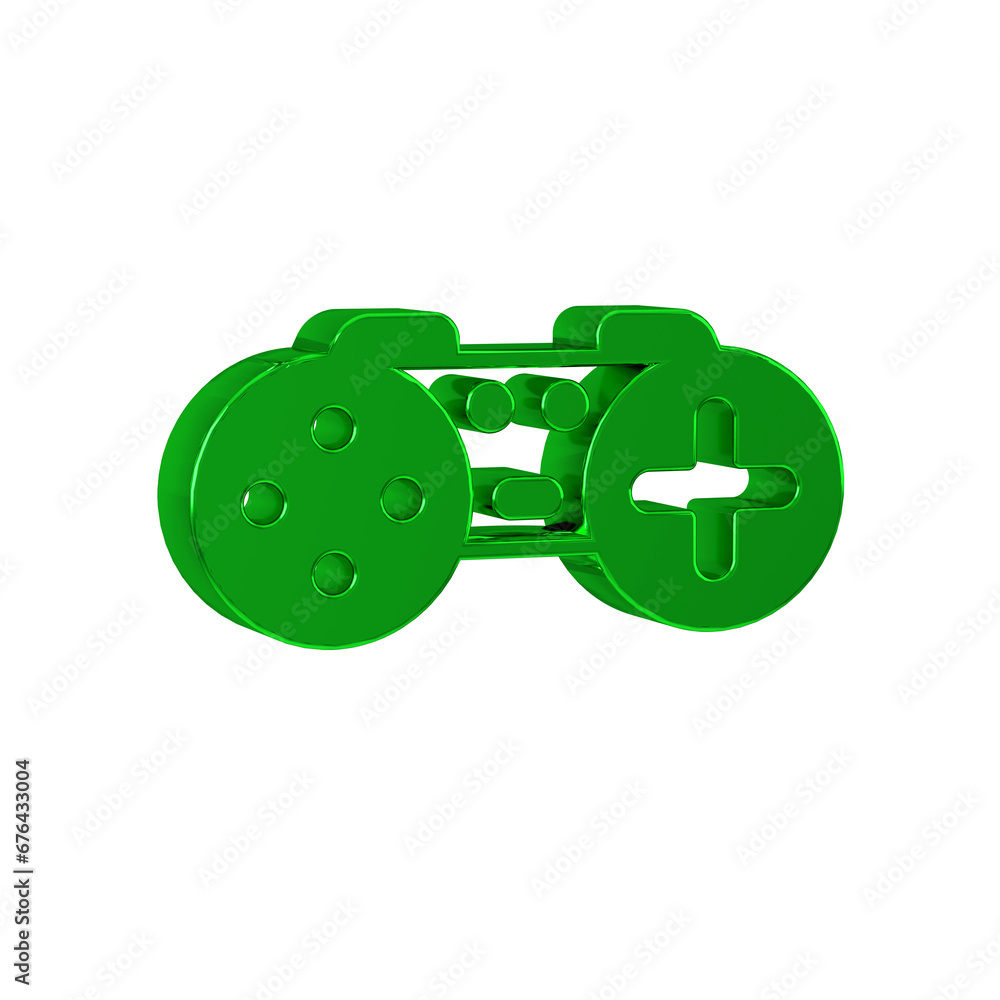 Poster green gamepad icon isolated on transparent background. game controller.