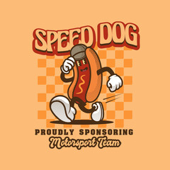 Retro Hotdog Motorsport Vintage Mascot