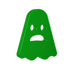 Green Ghost icon isolated on transparent background. Happy Halloween party.