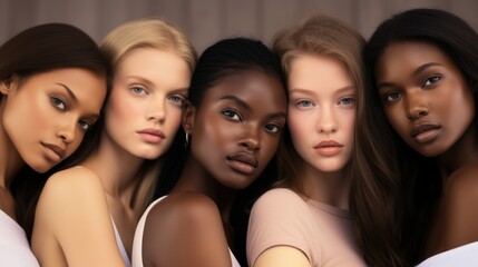 Fototapeta premium multinational young models with different skin colors. portrait