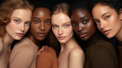 Obraz premium multinational young models with different skin colors. portrait