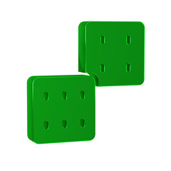 Green Game dice icon isolated on transparent background. Casino gambling.