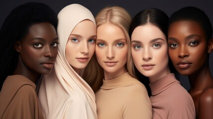 Obraz premium multinational young models with different skin colors. portrait