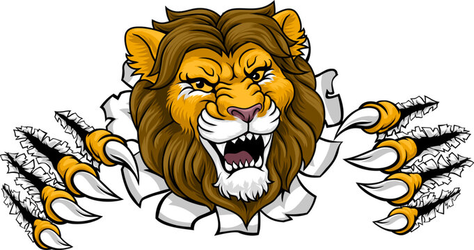 A lion sports team cartoon animal mascot