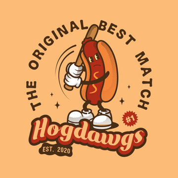 Retro Hotdog Baseball Vintage Mascot