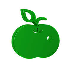 Green Poison apple icon isolated on transparent background. Poisoned witch apple.