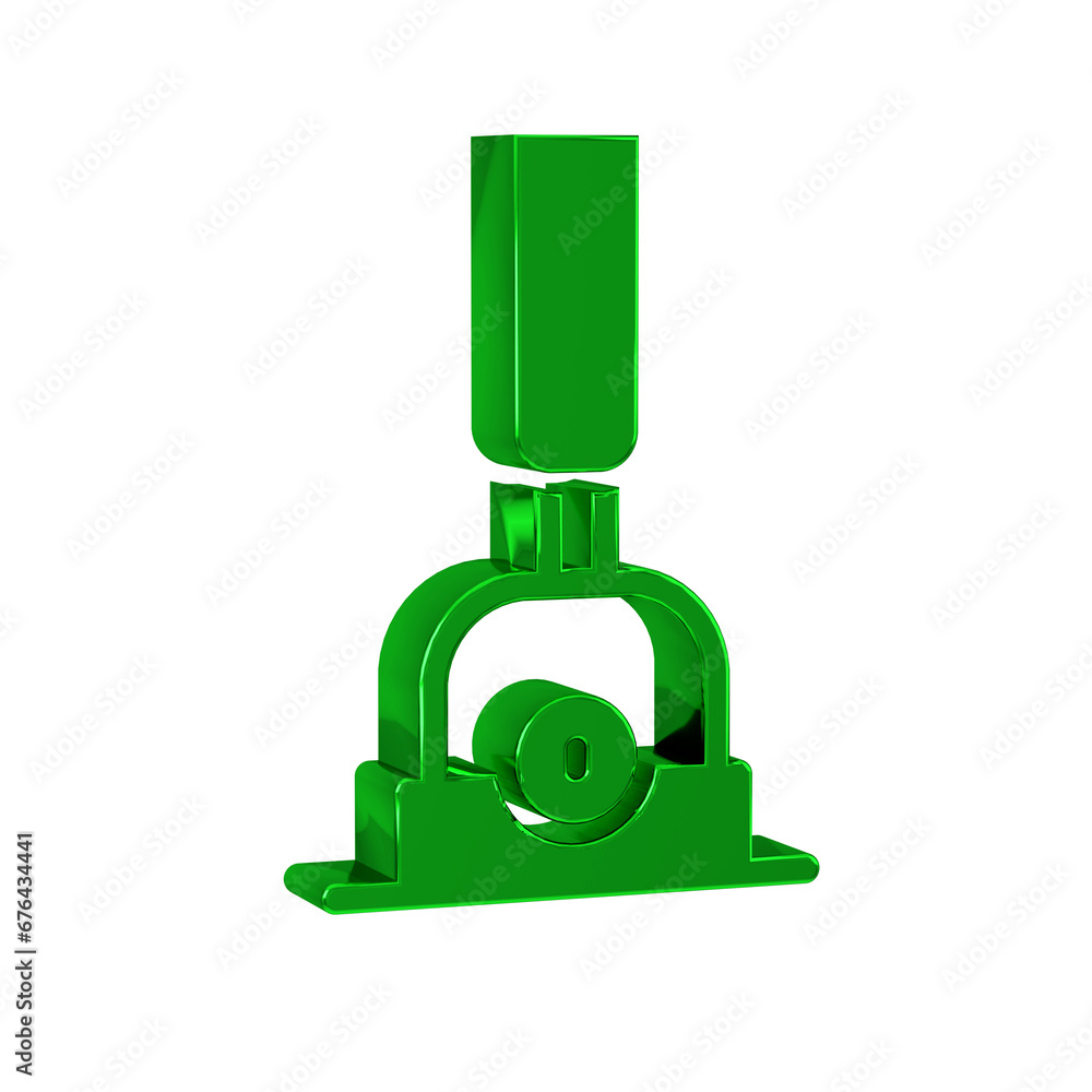 Poster green arrow for switching the railway icon isolated on transparent background. old railway tracks.