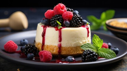 vegan cake dessert with berries