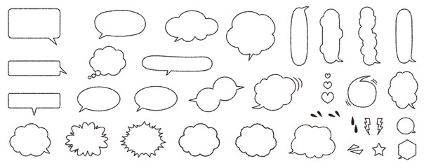 set of hand drawn illustrations; speech balloons, speech babbles - obrazy, fototapety, plakaty