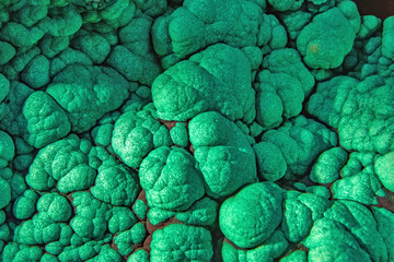 Sample of the raw green malachite mineral