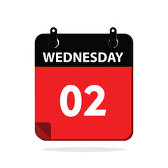 calender icon, 02 wednesday icon with white background