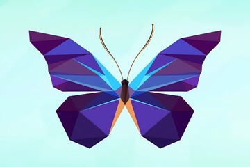 POLYGON ANIMAL BUTTERFLY INSECT POLYGONAL POLY ICON LOGO TEMPLATE, Polygon butterfly art image. Low poly insect illustration