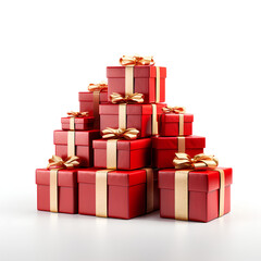 Stack of Christmas Presents on a White Background Graphic Resource Asset Holiday Spirit. Generative AI