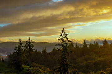 Sunset View along asection of the Cascade Mountain Range