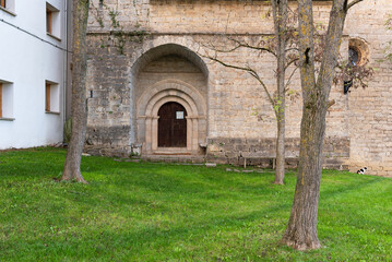Fototapeta na wymiar Church of San Esteban and parish hostel of Zabaldica, Navarra. Way of St. James